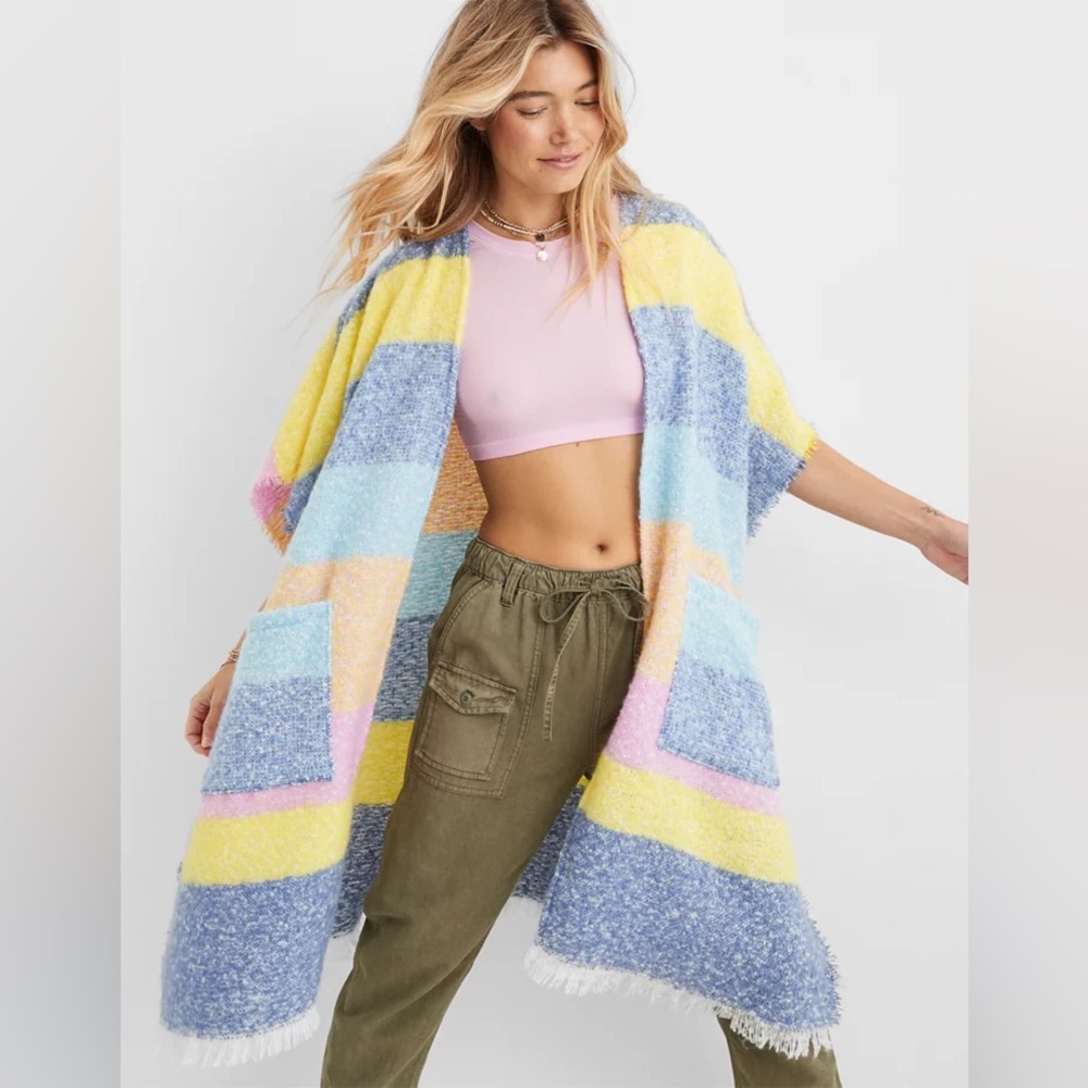 Aerie Maxi Striped Cardigan Shawl